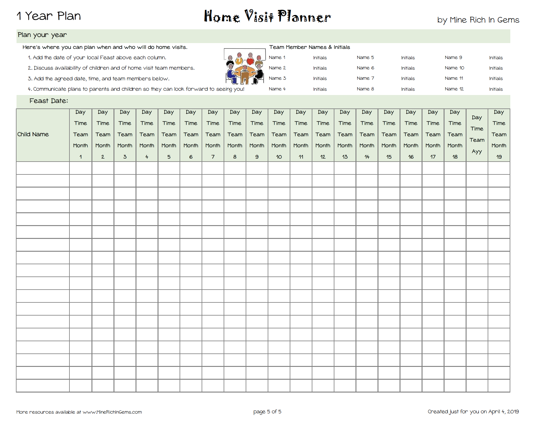 home visit schedule template